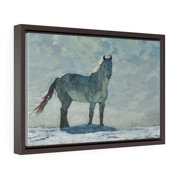 Horizontal Framed Premium Gallery Wrap Canvas - Horse In the Wind