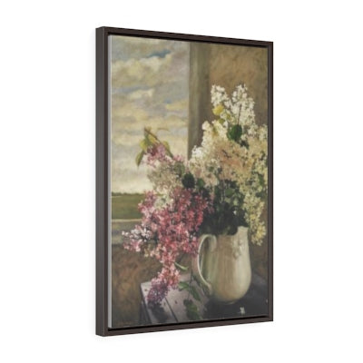 Vertical Framed Premium Gallery Wrap Canvas - Cloves In the White Vase