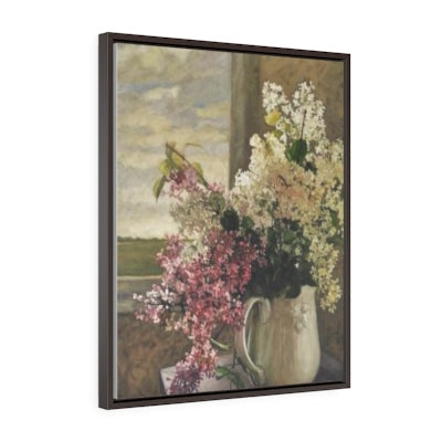 Vertical Framed Premium Gallery Wrap Canvas - Cloves In the White Vase