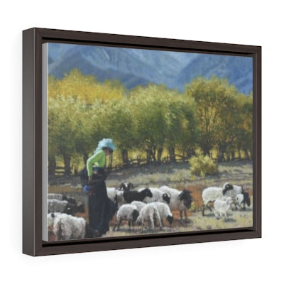 Horizontal Framed Premium Gallery Wrap Canvas - Spring Comes To the QiLian Maintain